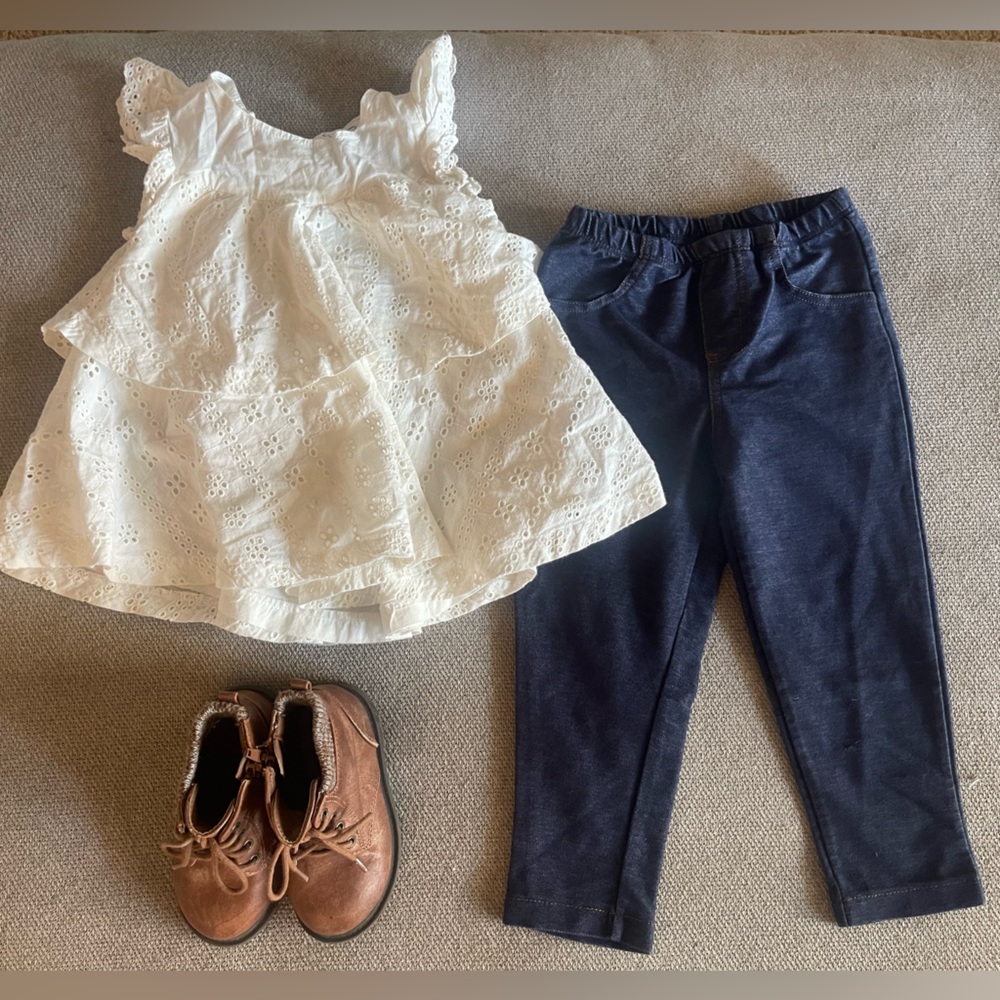 Toddler fall outfit(size24months) and boots(size8)